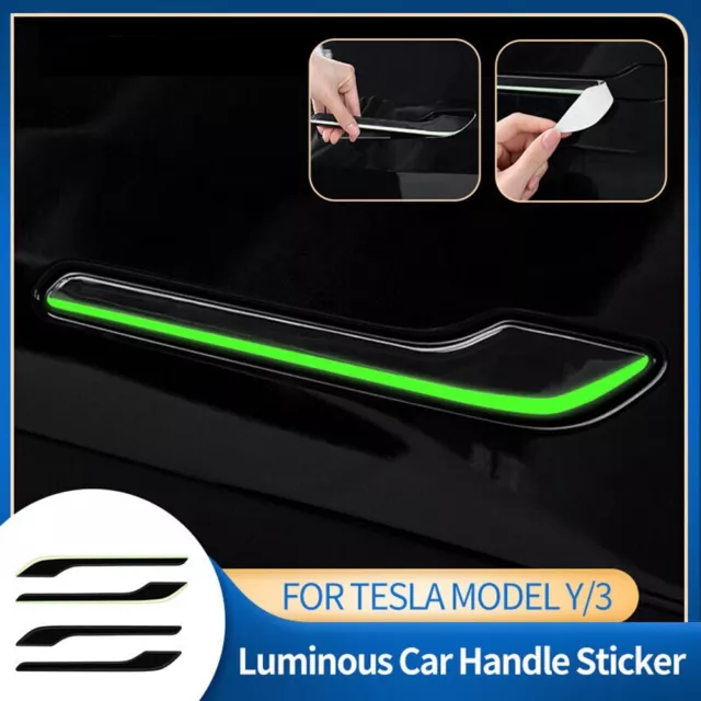 4 X Car Door Handle Sticker Anti Scratch Luminous For Tesla Model 3/Y 2019-2022