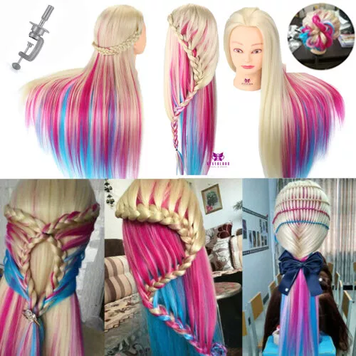 100% Human Hair Training Head Salon Hairdressing Practice Styling Mannequin Doll 2