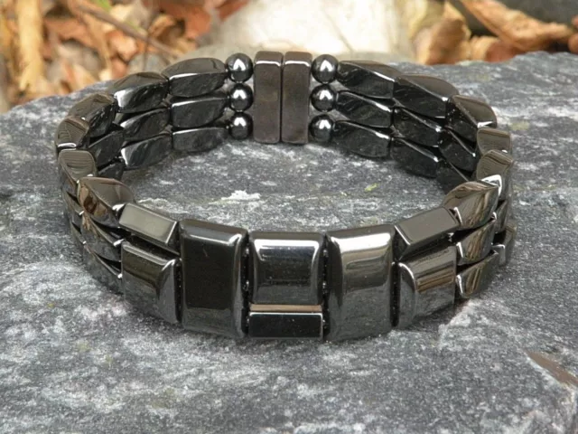 100% Black Therapy Magnetic Bracelet Anklet SUPER STRONG Clasp 3 row Handmade