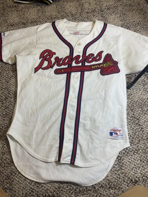 Vintage Authentic Rawlings Atlanta Braves 1980s 90s Rare White Jersey sz 44