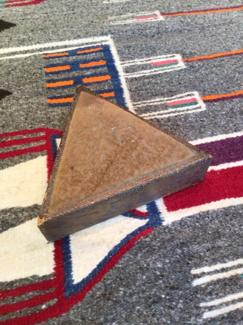 Triangular pyrography pincushion original fabric cushion