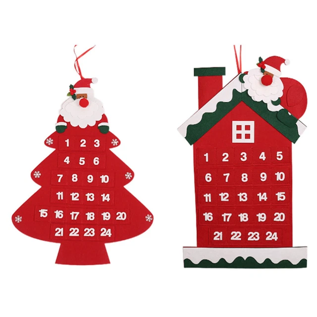 2 piezas Temática de Navidad Adorno Fieltro Adviento Calendario Decorativo Decoración del Hogar