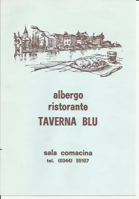 AUTENTICO MENU ARTISTICO DEL 1972 albergo RISTORANTE TAVERNA BLU SALA COMACINA