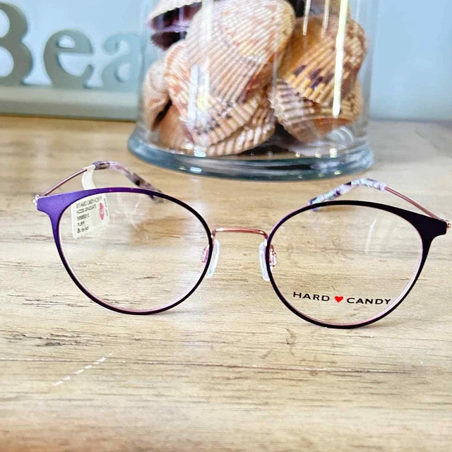 Hard Candy Womens Eyeglasses HC230 Graduate Purple Round Frame 49 18 145 NEW