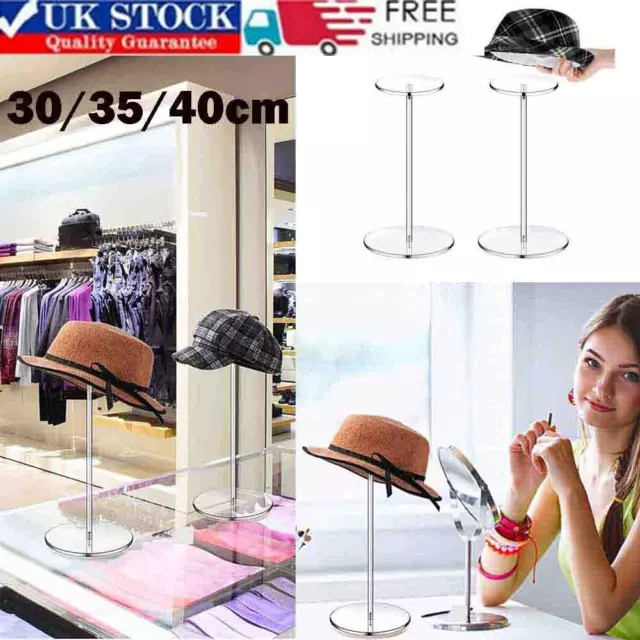 Acrylic 30/35/40cm Wig Display Stands Baseball Hat Stand Round Barbell Pedestal