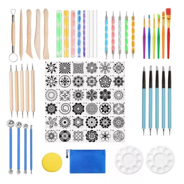 Outils de Pointage de Mandala, 78 PièCes Kits de Pochoir de Peinture de Man3621