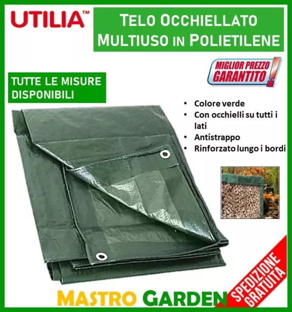 Telo Telone Verde Protettivo Impermeabile Copritutto Occhiellato Esterno