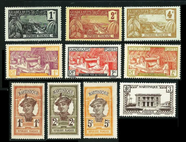 Französische Kolonien 1909/1940: 10 Briefmarken Landesmotive * (F940)