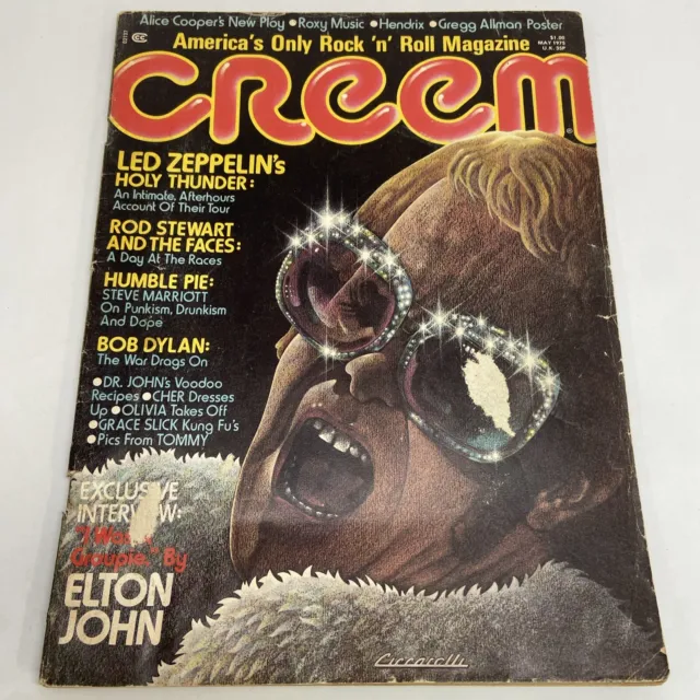 Creem Magazine May 1975 Elton John, Led Zeppelin, Rod Stewart, Dylan, Humble Pie
