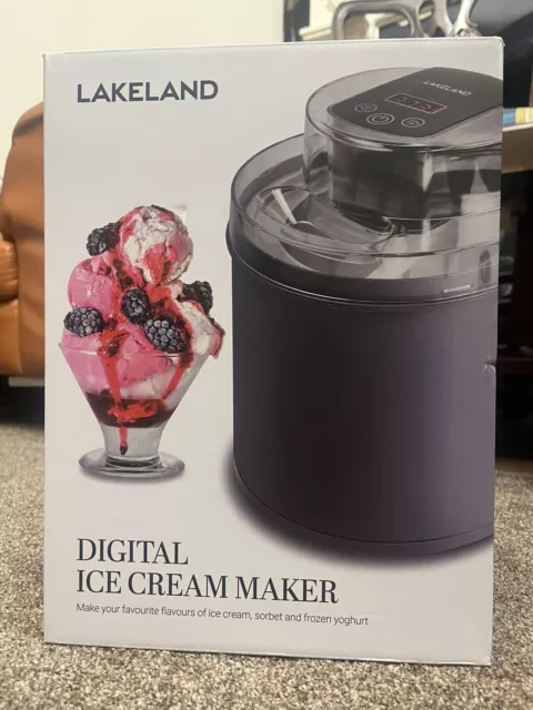 Brand New Lakeland Stainless Steel Digital Ice Cream Maker 1.5 Litre Capacity