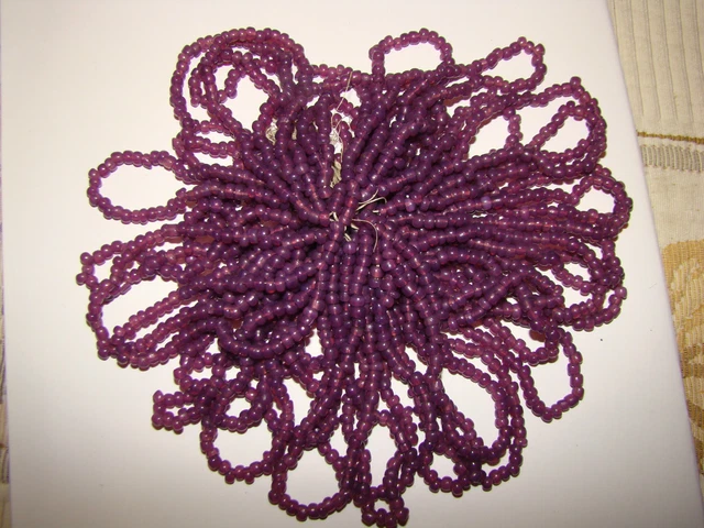 Lot De Perles Anciennes En Verre - Couleur Jais De Paris Mordoré - Poids 14 Grammes - Pour Création/Broderie