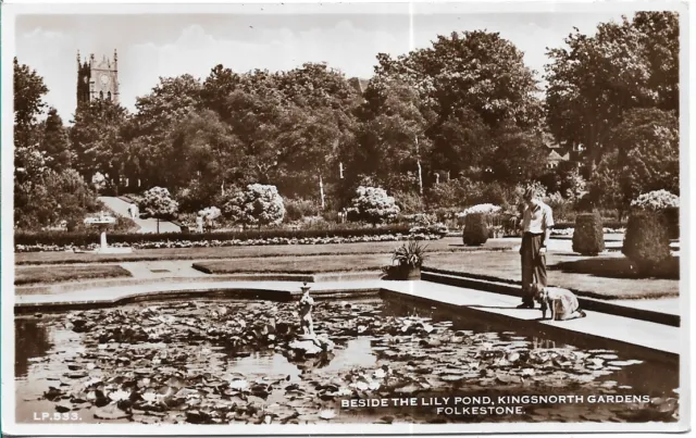 R/P Postcard - Beside The Lily Pond Kingsnorth Gardens  Folkestone - Kent C.1949