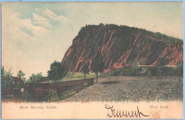 West Rock, New Haven, Conn CT, Vintage Litho, undiv., posted 1905, Koeber.German