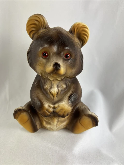 Ceramaster Vintage Honey brown Grizzly Bear Coin Bank Ceramic Piggy Bank No Plug