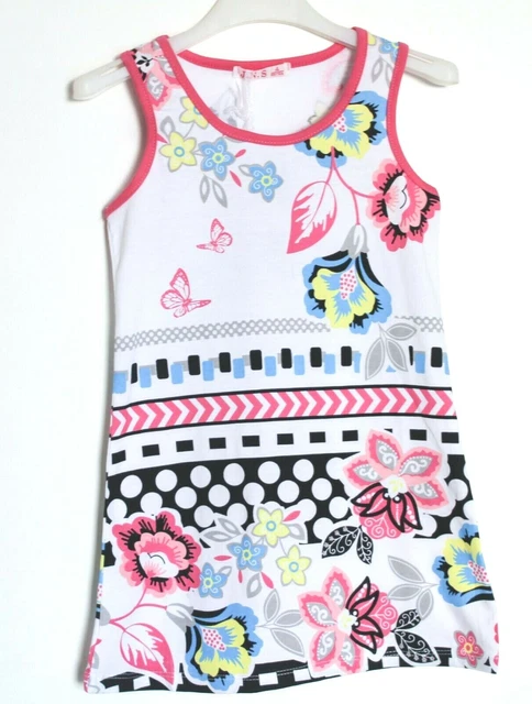 Vestito Abito Prendisole Bambina  Estate Stampa Floreale Taglie 4/12 Anni