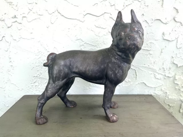 HUBLEY? Antique Cast-Iron Boston-Terrier Bulldog Doorstop/Statue