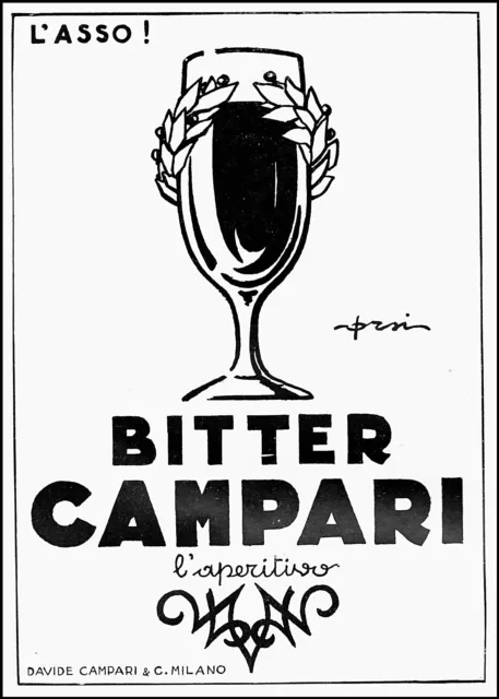 Pubblicita 1926 Bitter Campari Aperitivo Drink Cocktail Bar Corona Alloro Orsi