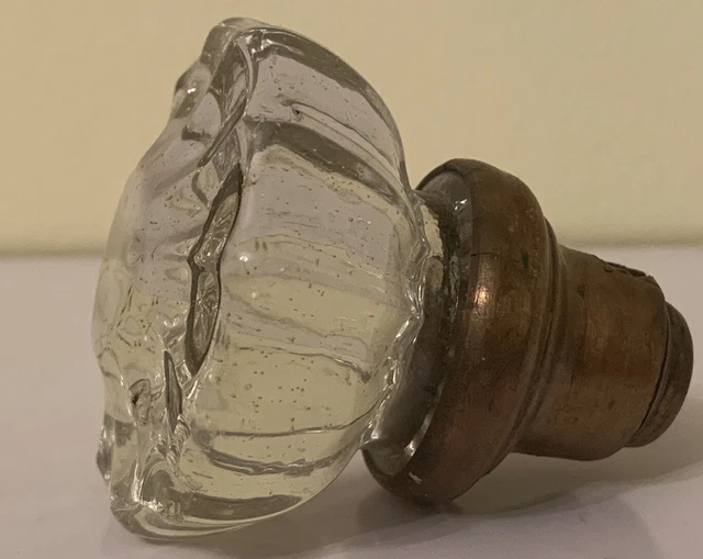 Door Knob Crystal 12 Point Antique Victorian Reclaimed Salvage Hardware Chipped 2