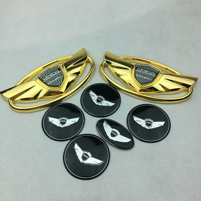 7pcs Car Front Hood Grille Rear Emblem Wheel Cover per GENESIS Coupé-GOLD