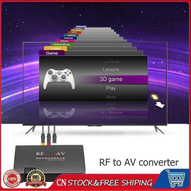 RF to AV Analog TV Receiver Converter Modulator Adapter w/AV Cable (US)