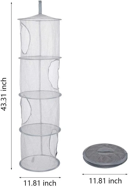 Red de almacenamiento de malla colgante Offfay, almacenamiento de juguetes colgantes, 4 compartimentos plegables para