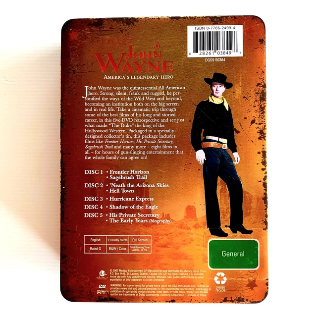 British Box Set Actor JOHN WAYNE | America's Legendary Hero DVD Collectors Tin Gift Set Reg ...