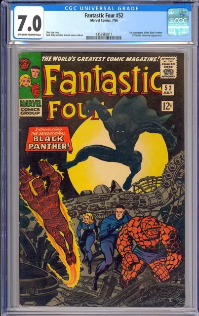 Fantastic Four #52 Very Nice 1st App. Black Panther Marvel Comic 1966 CGC 7.0