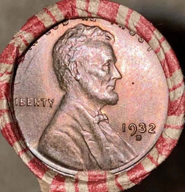 1 US Lincoln Wheat Cent Penny Roll UNC 1932-D/1909-P UNC (50 Coins) Old Vintage