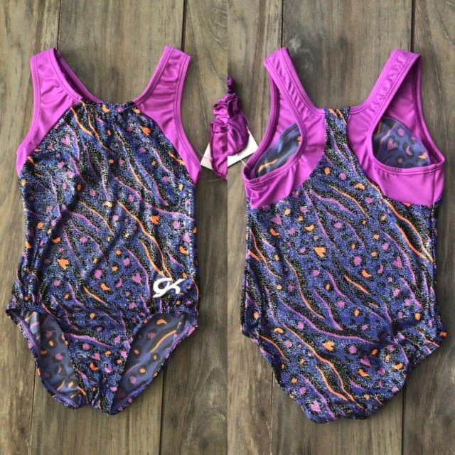 NWT GK Elite Purple Shimmer Racer Gymnastics Leotard Child Small CS 4-6