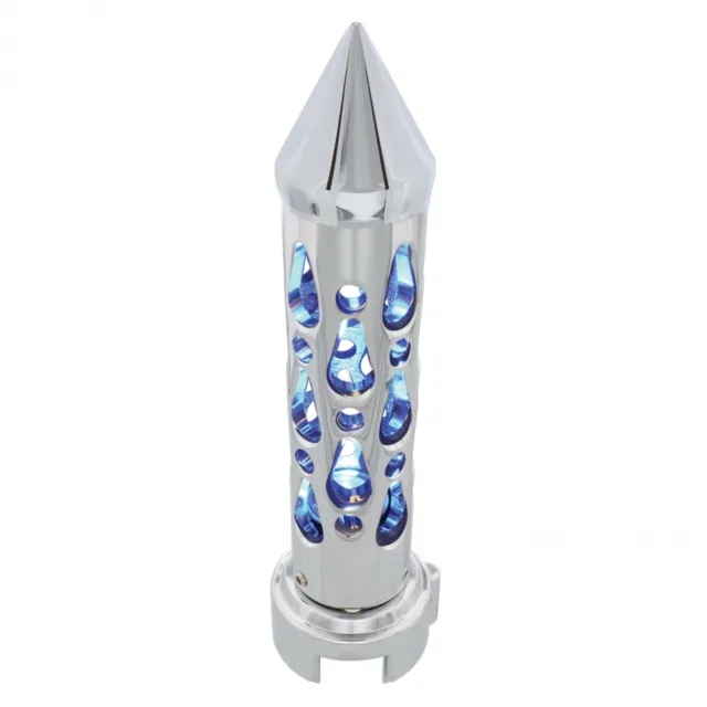 Chrome "Brooklyn" LED Spike Gearshift Speed Knob for 9 Speed - Blue