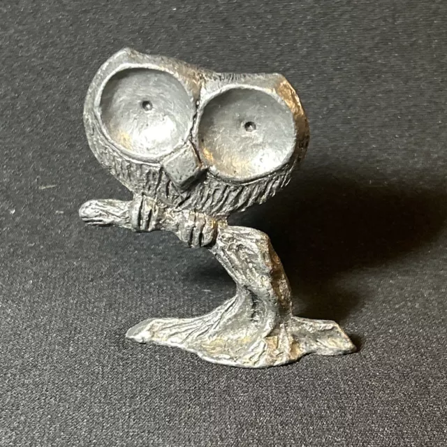 Vintage Pewter Owl on Branch Figurine