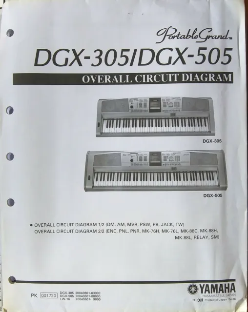 Yamaha DGX-305 DGX-505 Clavier Original Globale Circuit Diagramme/Schematics