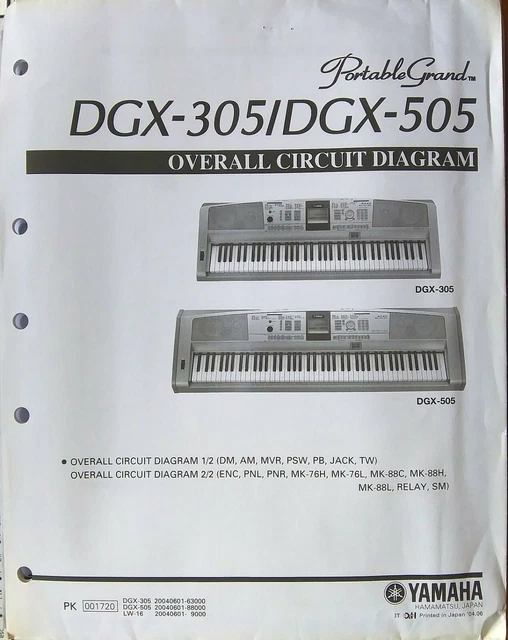 YAMAHA DGX305 DGX505 Keyboard Original Overall Circuit Diagram