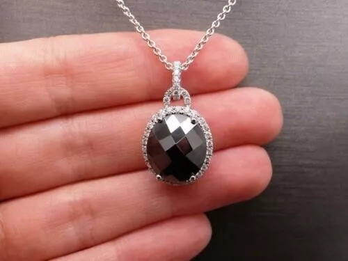 15 Karat Schwarz Diamant Solitär Anhänger Tolle Glanz AAA Certified! Weihnachten