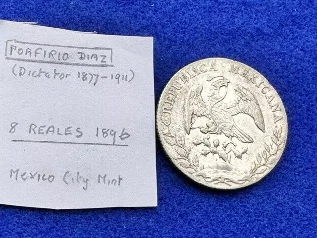 1896 MO Mexico City Mint AB Silver Peso 8 Reales Crown Coin