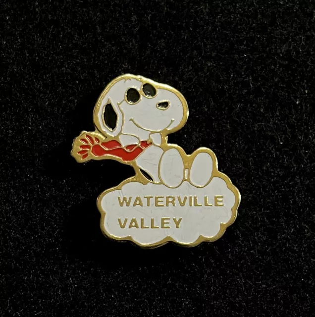 WATERVILLE VALLEY Joe Cool Snoopy Ski Pin Skiing Badge VERMONT Travel Souvenir