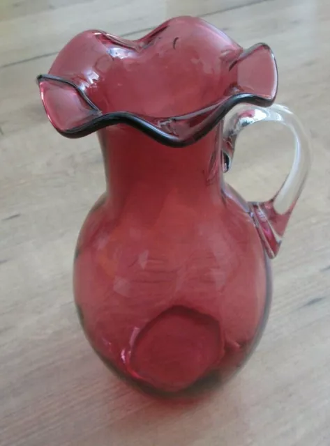 Genuine Victorian  Cranberry Handblown Jug  - about 22 cm tall