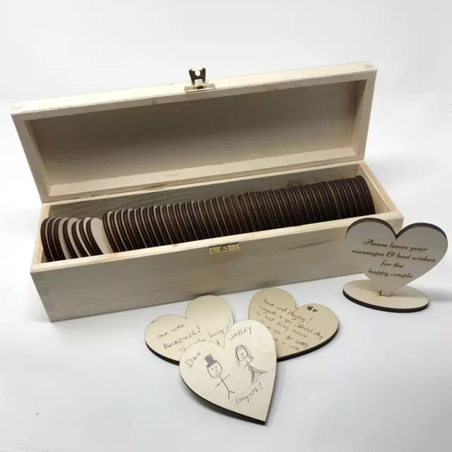 Personalised Wedding Guest Book -Alternative drop box - with hearts, box + sign