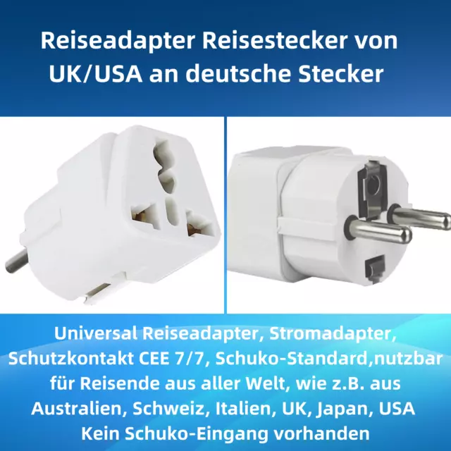 H52C Reiseadapter Reisestecker US UK AU to EU Stecker Ladegerät Adapter 250V 10A 2