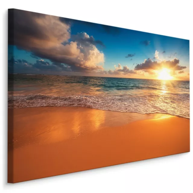 Leinwand Bild CANVAS WANDBILD Kunstdruck XXL Meer Strand Sonnenuntergang 671