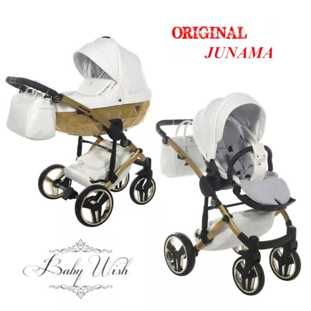 JUNAMA MIRROR SATIN V2 EXCLUSIVE PRAM BABY STROLLER  2in1 CARRYCOT + PUSHCHAIR
