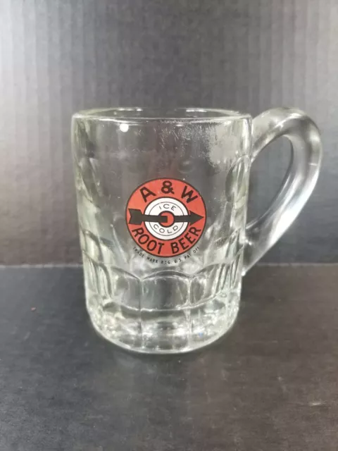 Vintage A&W Glass Mug Arrow Bullseye Vintage Mug 8 oz. Cup for AW Rootbeer