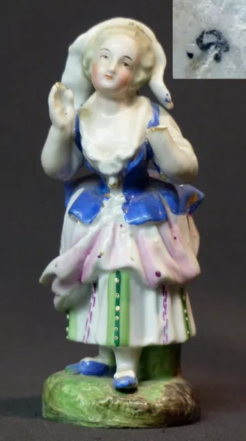 AA 18èm figurine statuette 13cm175g porcelaine de saxe jeune fille meissen  rare