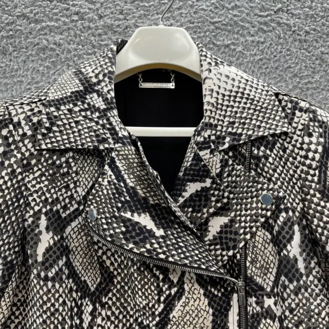 Diane Von Furstenberg Jacket Women 10 Gray Sally Animal Snake Print Moto Trench 3