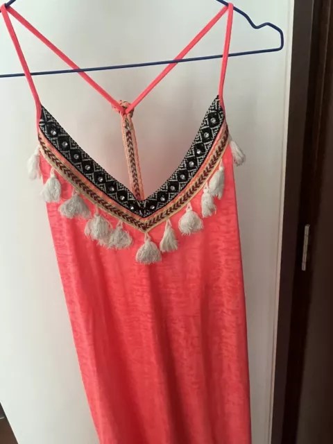 River Island Resort Womens Beach Holiday Dress Coral Orange LARGE