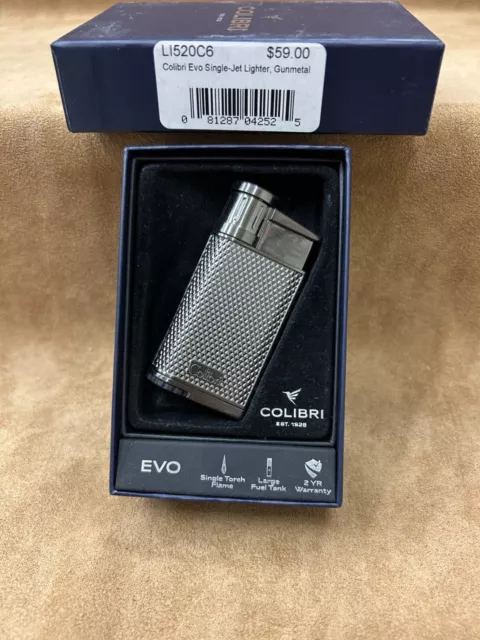 Colibri Evo Single Jet Lighter GunMetal MSRP $59 2 year Warranty