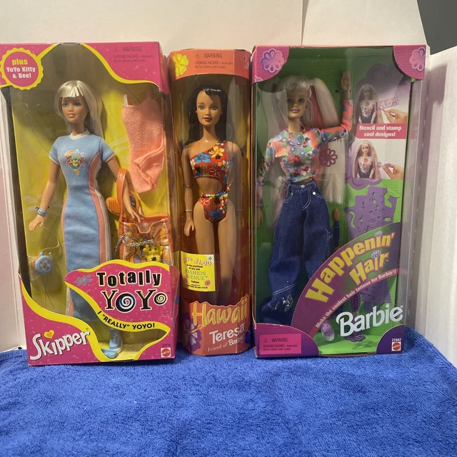 NEW IN BOX Barbie Lot of 3 Dolls Happenin Hair Barbie YoYo Skipper
