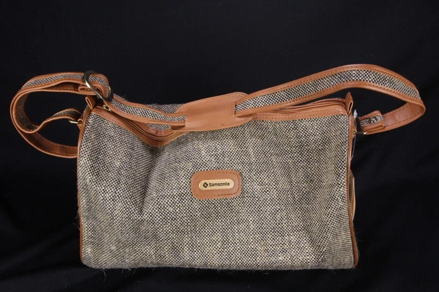 Samsonite NWT Vtg Tweed Jute Small Duffle Purse Carry-On Luggage Scotchgarded