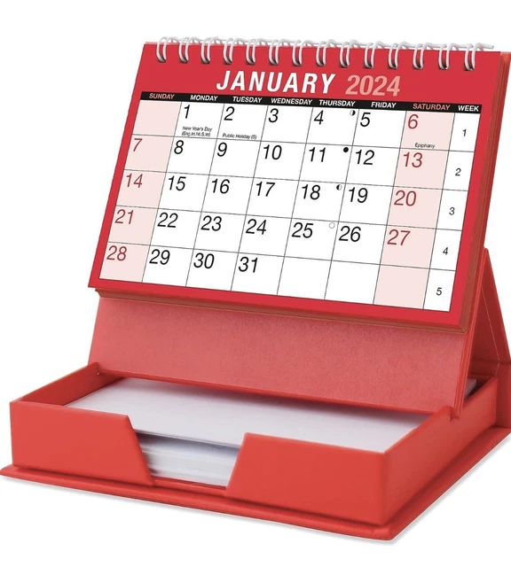 2024 DESK TOP Flip Week/Month/Year View Stand Up Calendar with memo