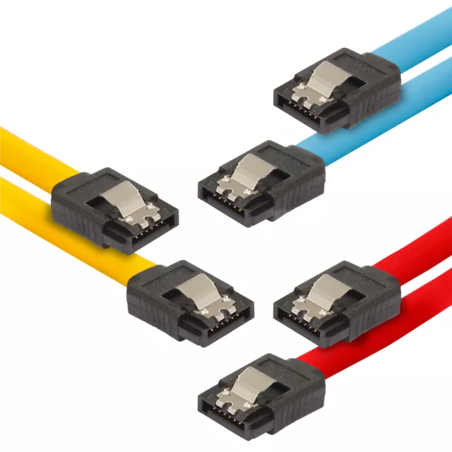 Poppstar 3x 50 cm S-ATA 3 cables hasta 6Gbps HDD / SSD (azul, rojo, amarillo)